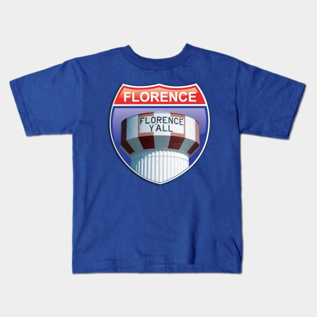 Florence Y'all Water Tower Interstate Sign Kids T-Shirt by KentuckyYall